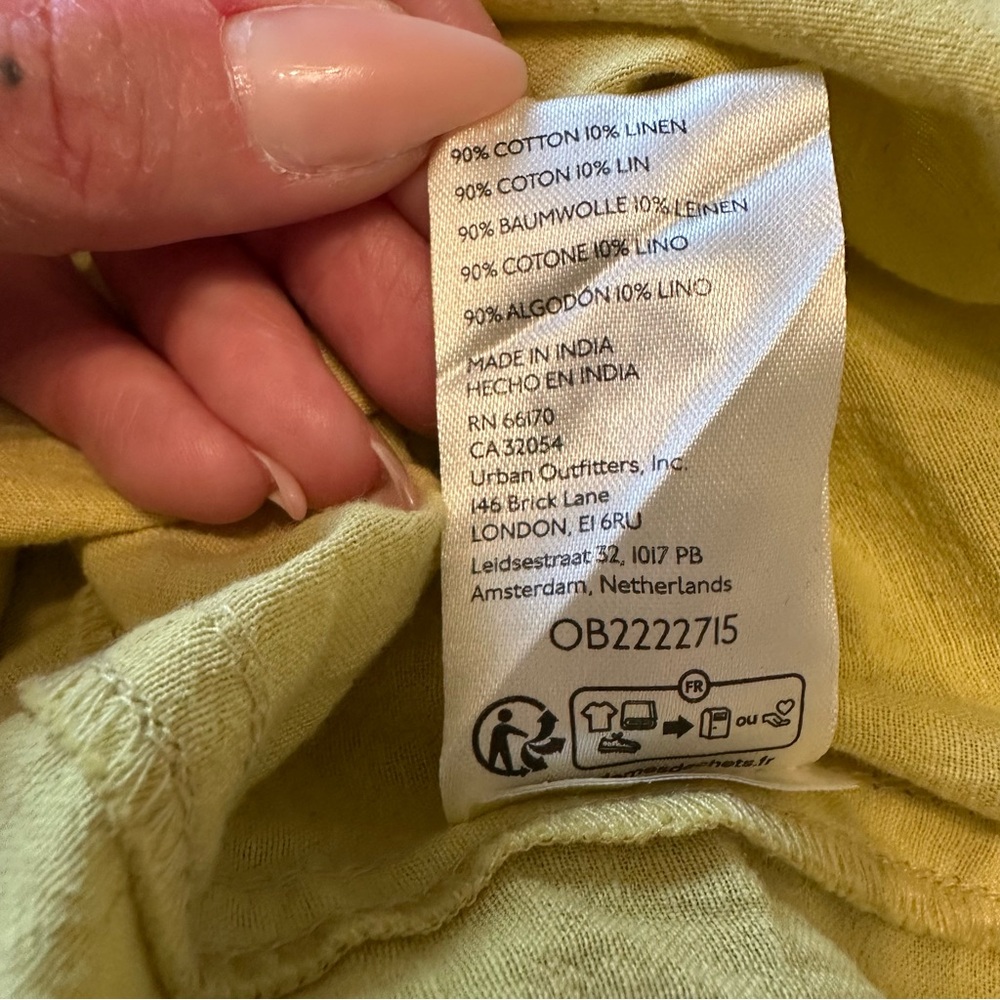 Free People Pale Yellow Short Sleeve Button Down Shirt - Picture 10 of 13